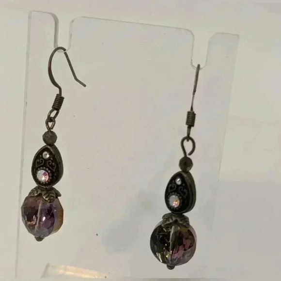 NWOT Czech Crystal Peacock Inspired Earrings - Picture 3 of 6
